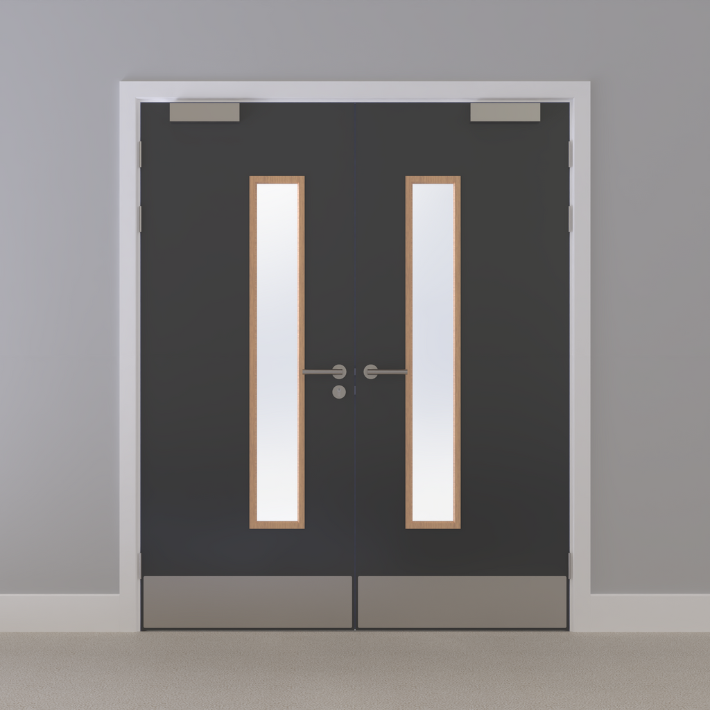 Grey 032 [Satin] Glazed NFR Doorset (Latched)
