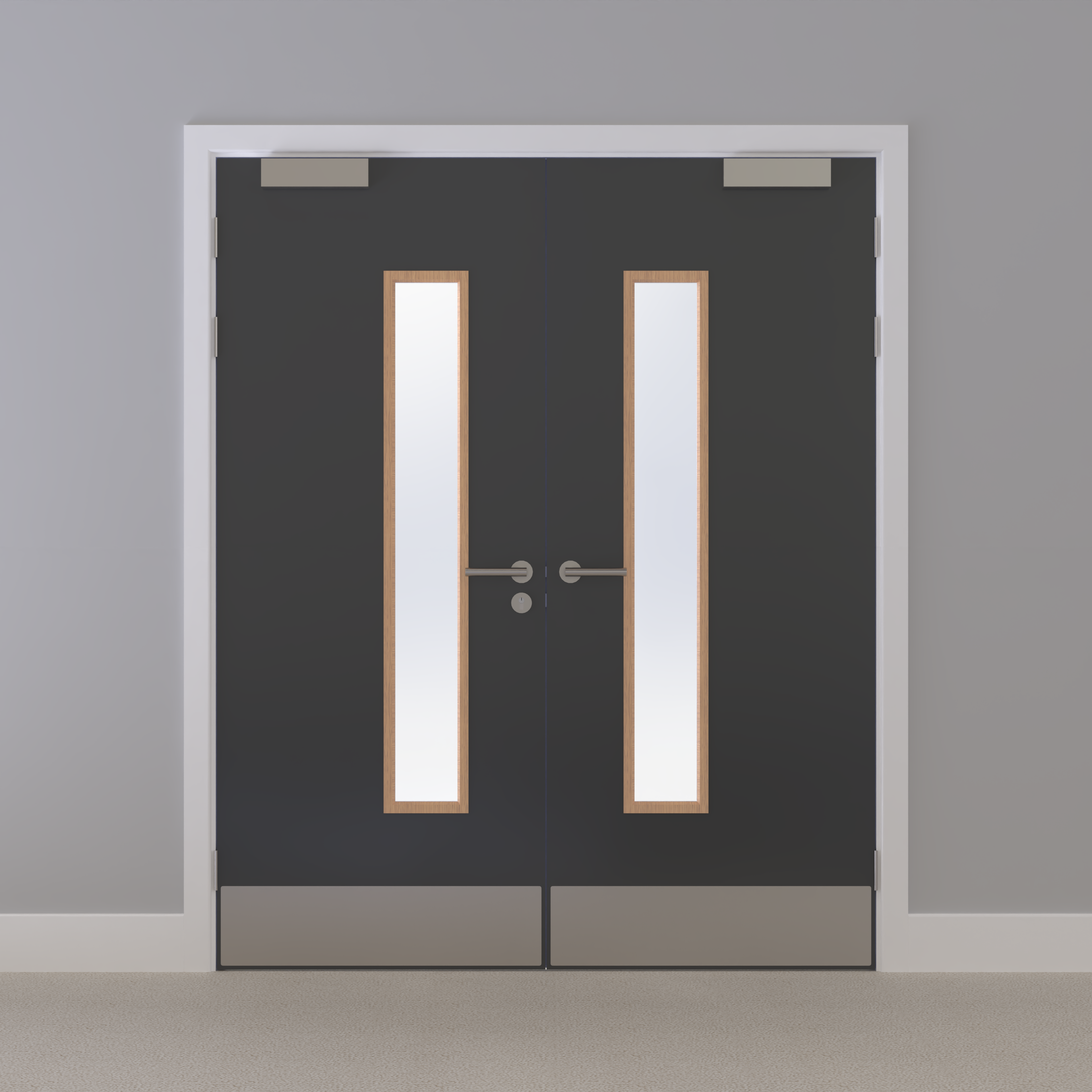 Grey 032 [Satin] Glazed NFR Doorset (Latched)