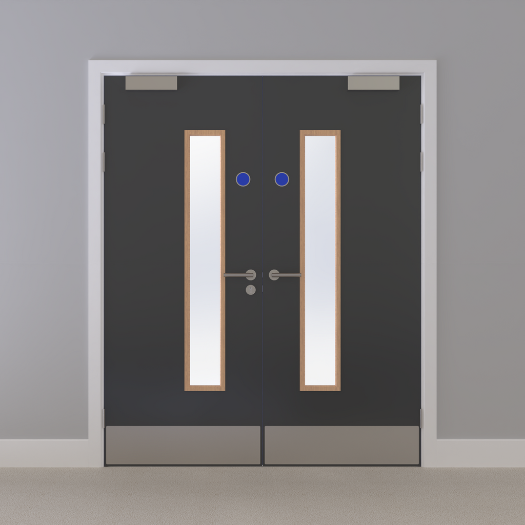 Grey 032 [Satin] Glazed FD30s Doorset (Latched)