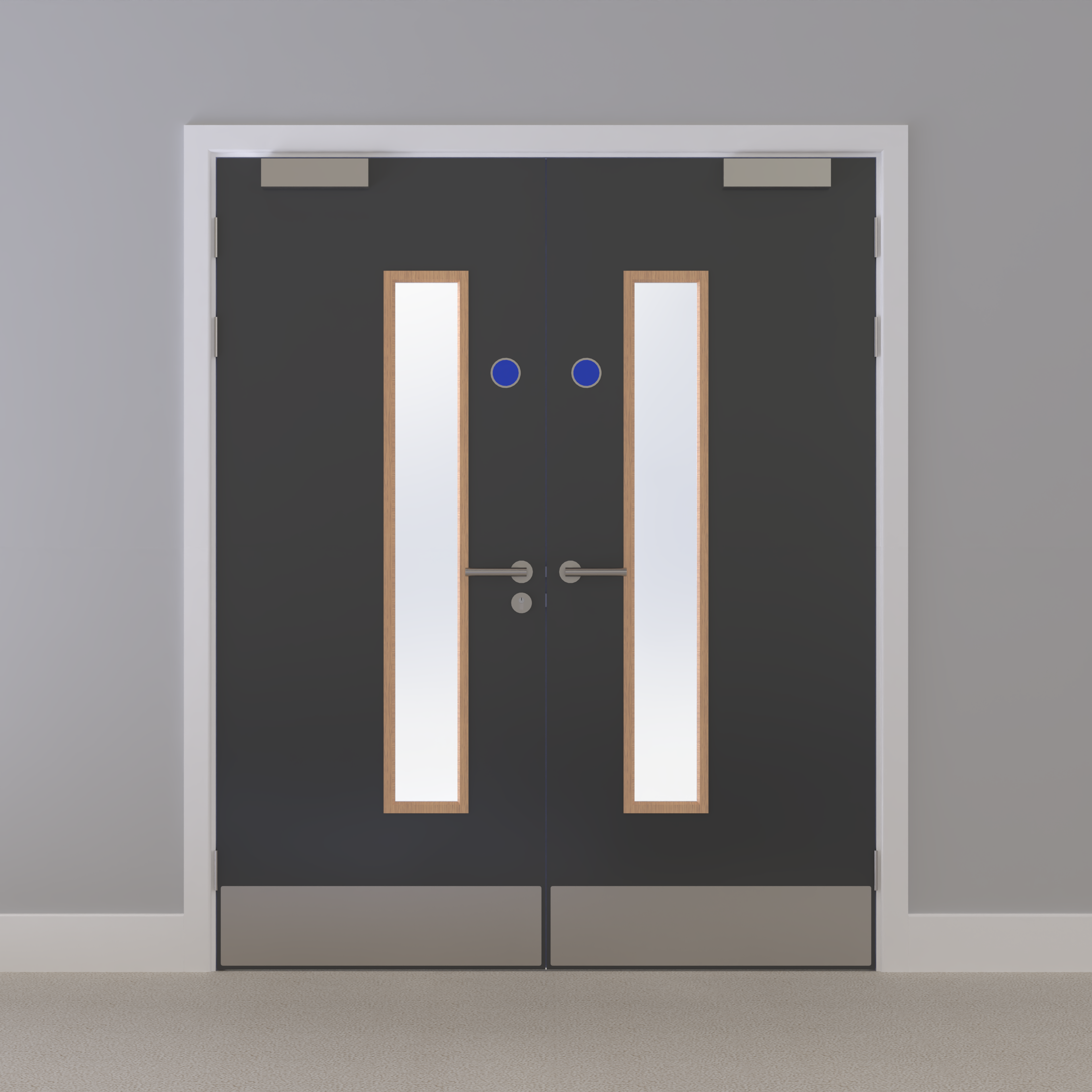 Grey 032 [Satin] Glazed FD30s Doorset (Latched)