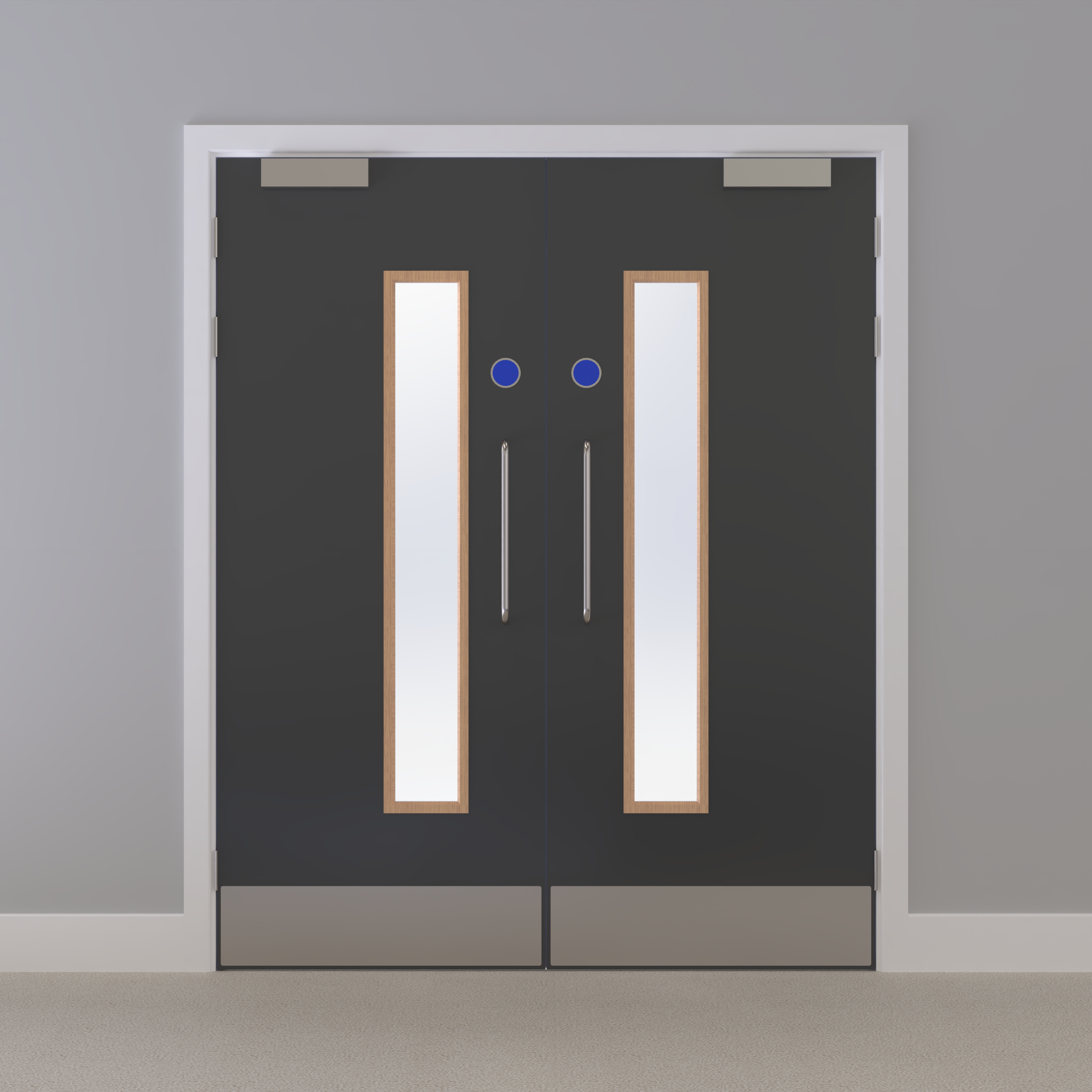 Grey 032 [Satin] Glazed FD30s Doorset (Unlatched)