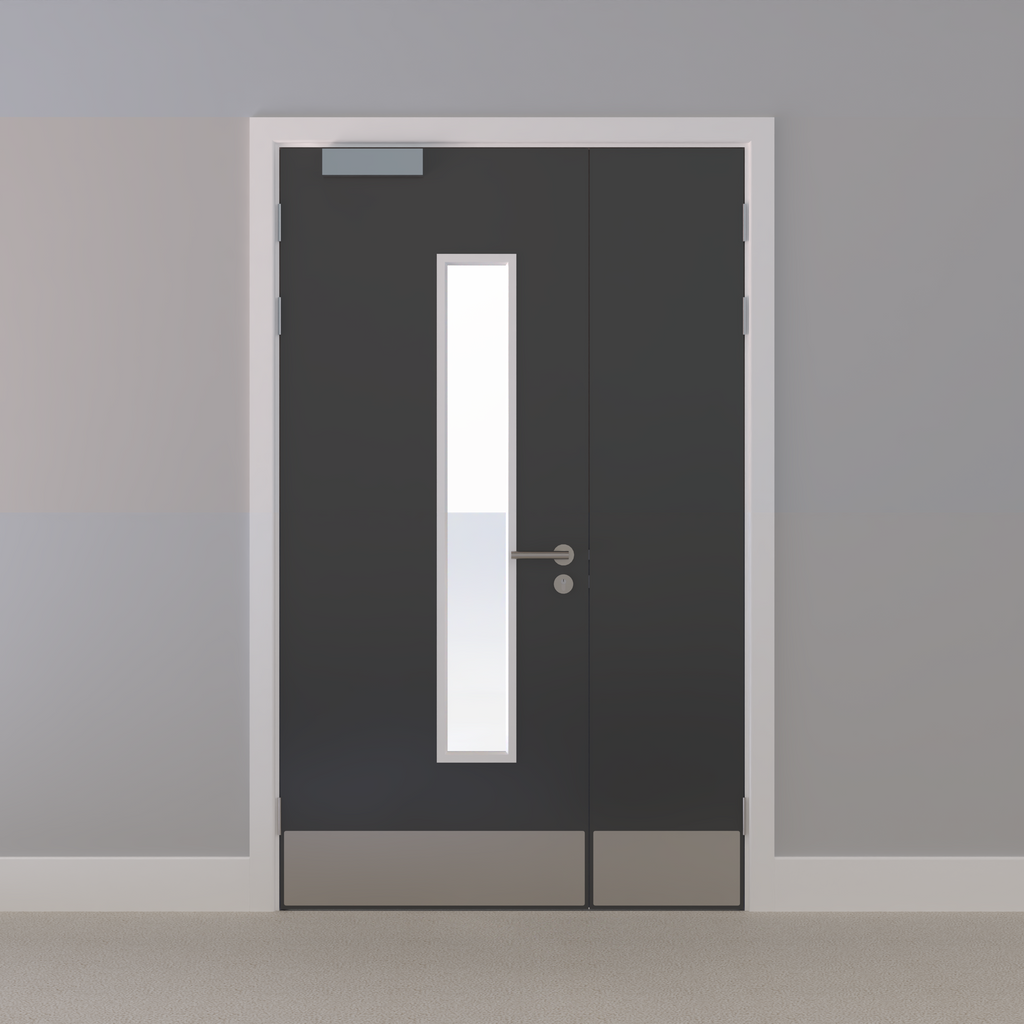 Grey 032 [Satin] Glazed NFR Doorset (Latched)