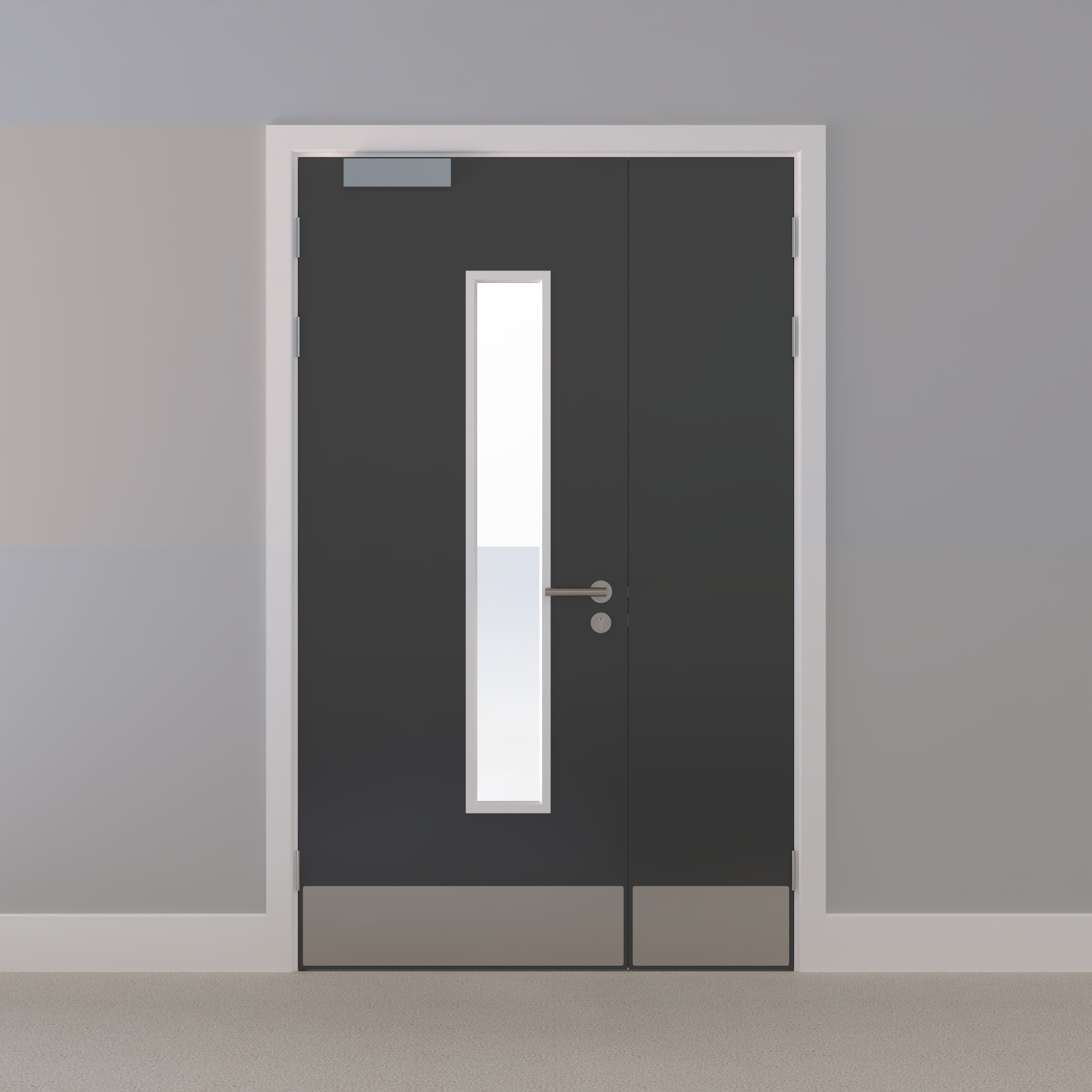 Grey 032 [Satin] Glazed NFR Doorset (Latched)