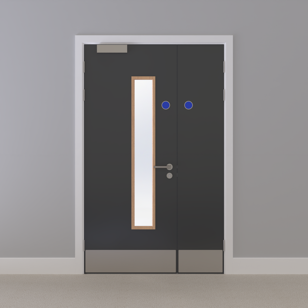 Grey 032 [Satin] Glazed FD30s Doorset (Latched)