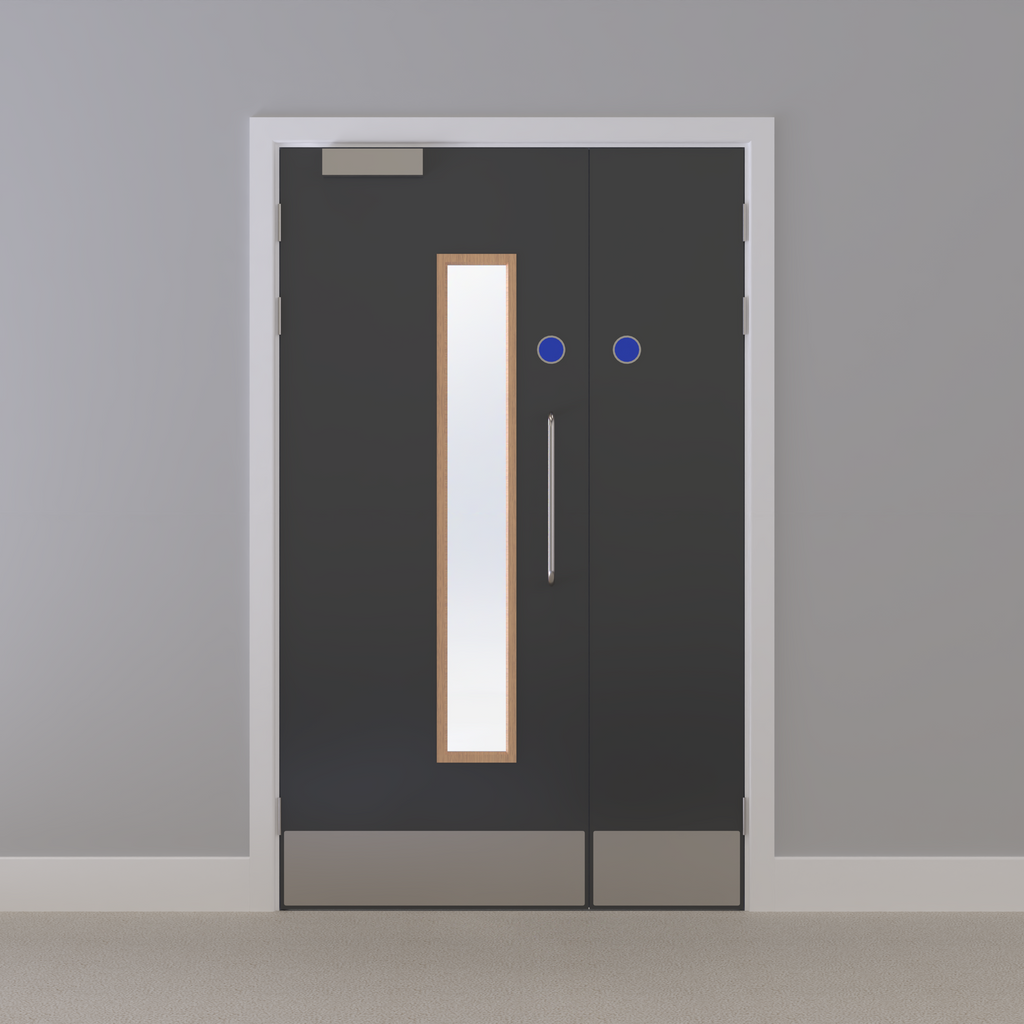 Grey 032 [Satin] Glazed FD30s Doorset (Unlatched)