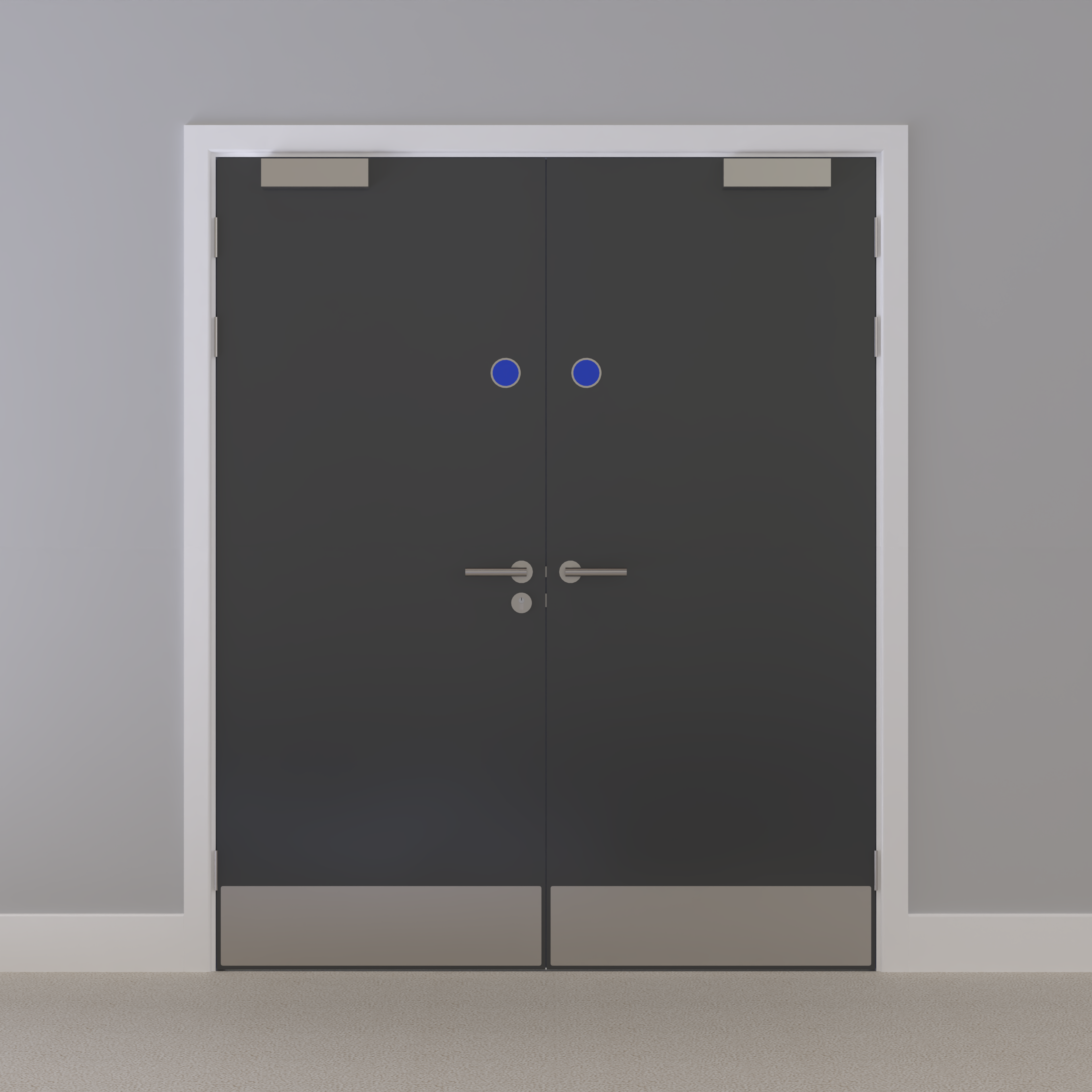 Grey 032 [Satin] Flush FD30s Doorset (Latched)