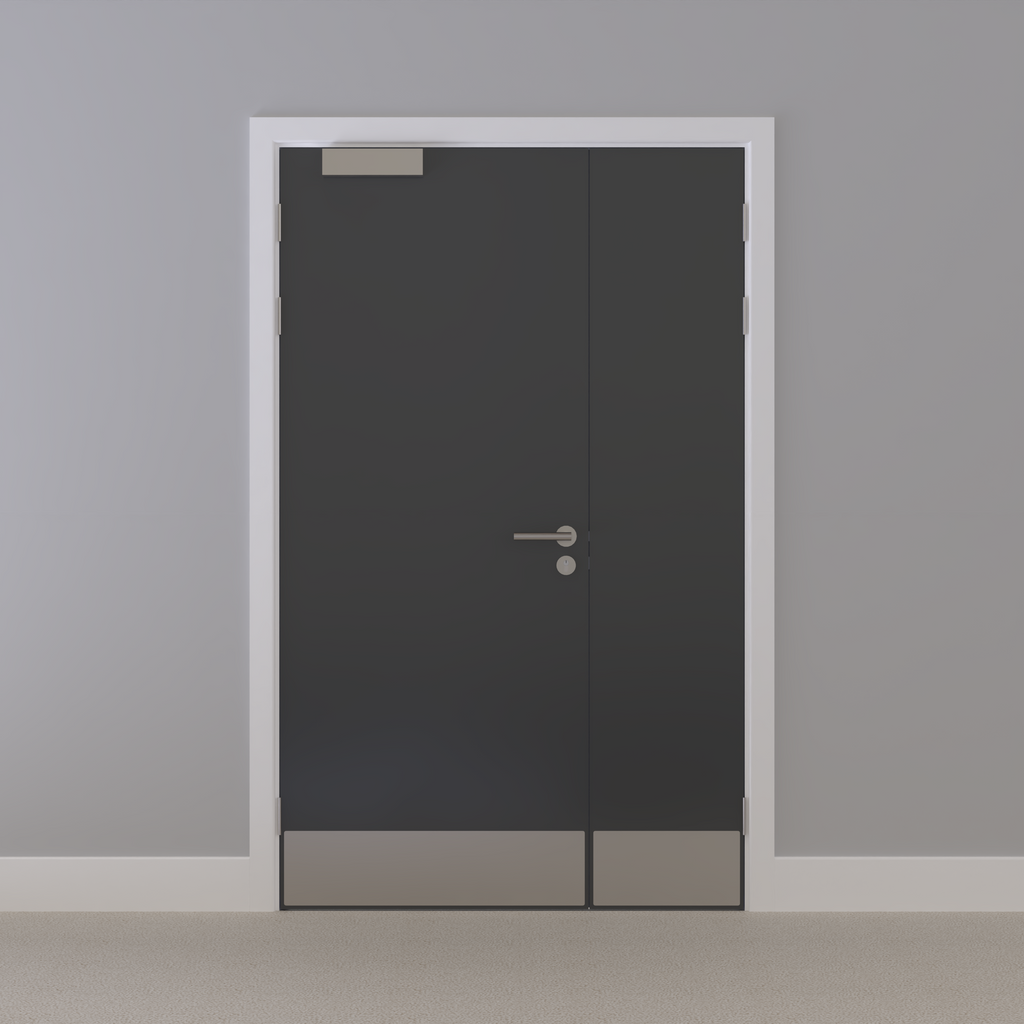 Grey 032 [Satin] Flush NFR Doorset (Latched)