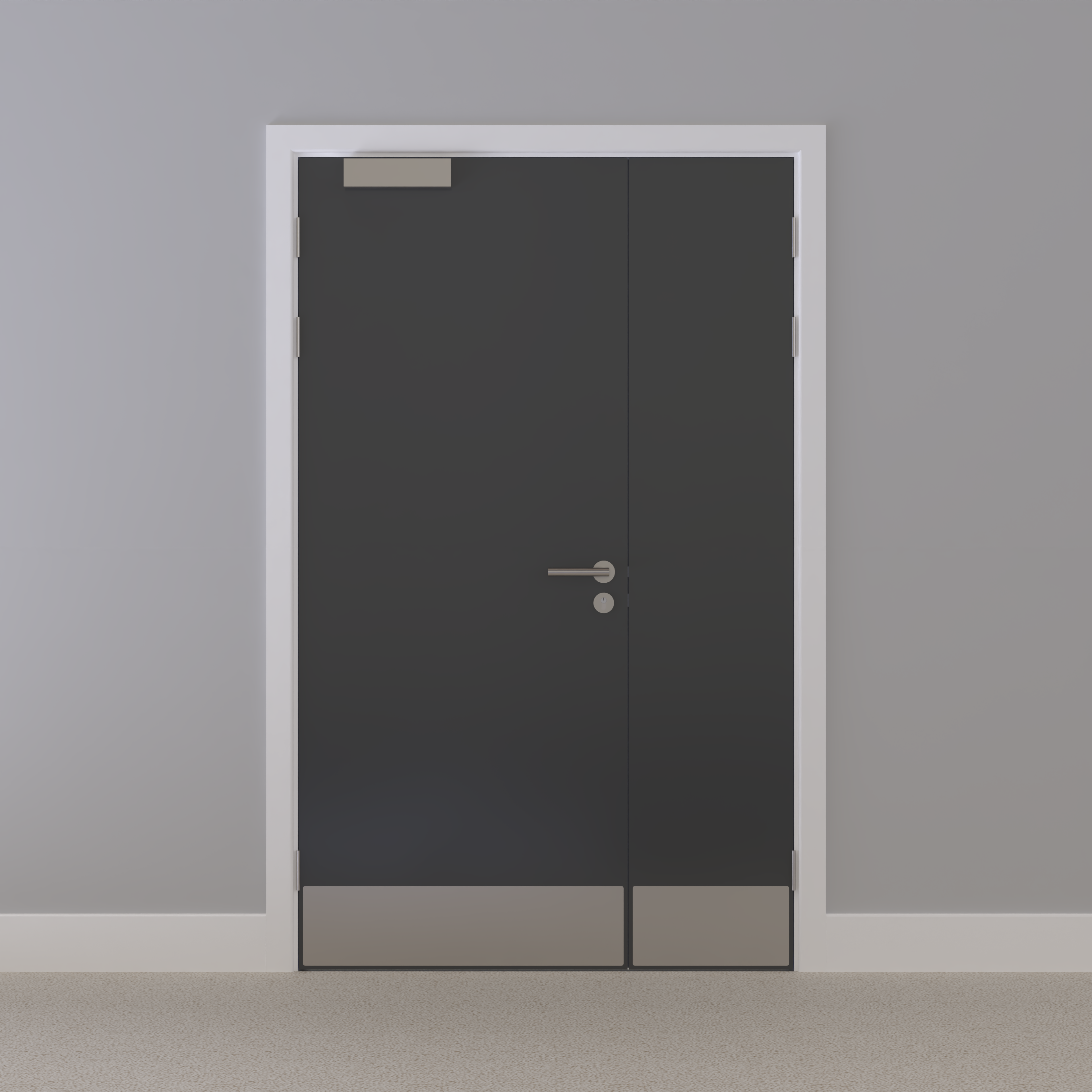 Grey 032 [Satin] Flush NFR Doorset (Latched)