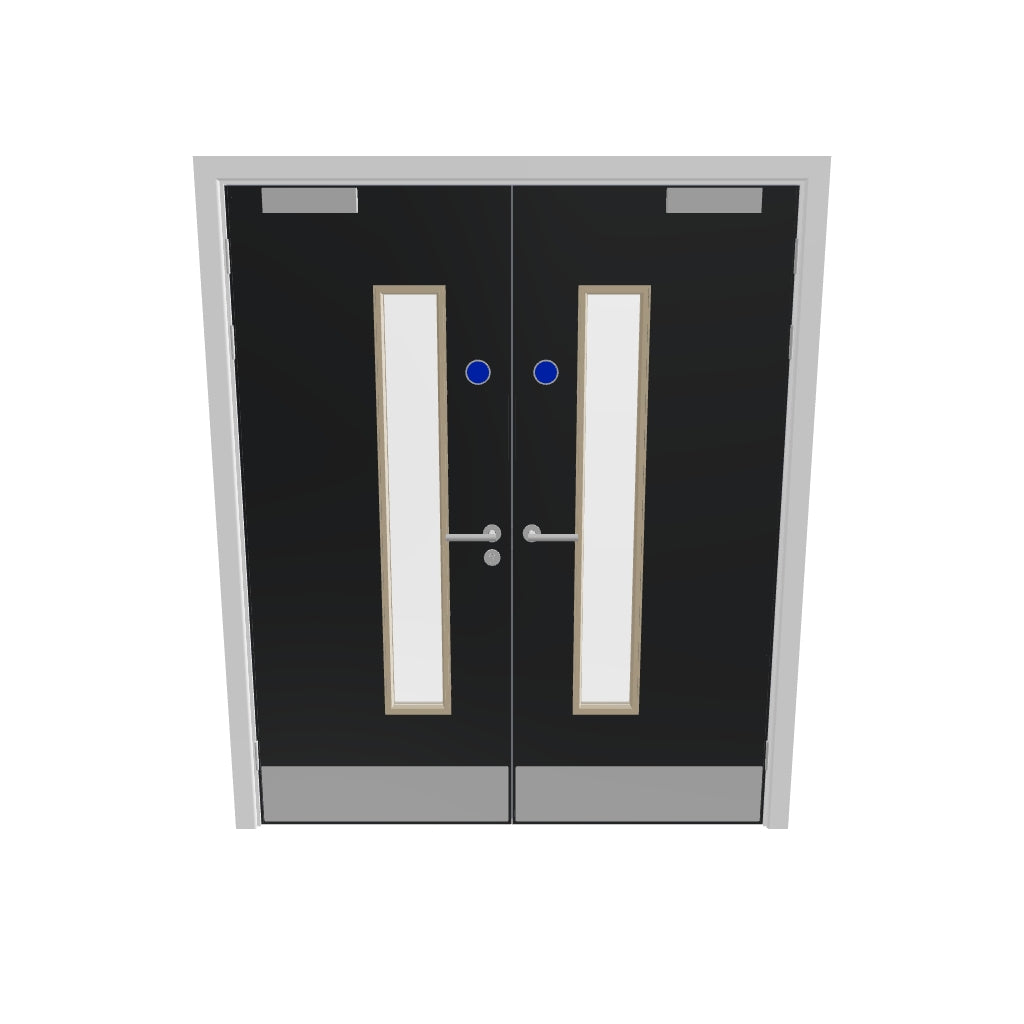 Grey 032 [Satin] Glazed FD30s Doorset (Latched)