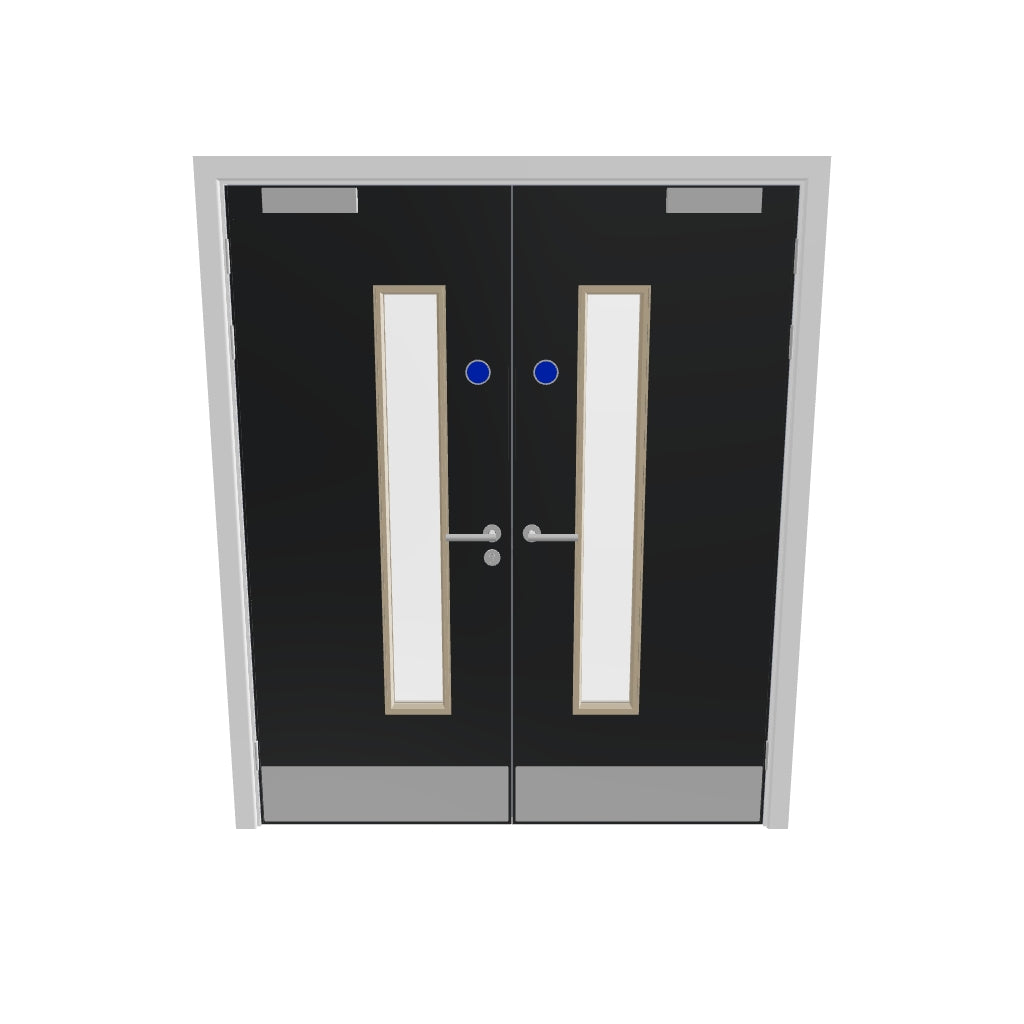 Grey 032 [Satin] Glazed FD60s Doorset (Latched)